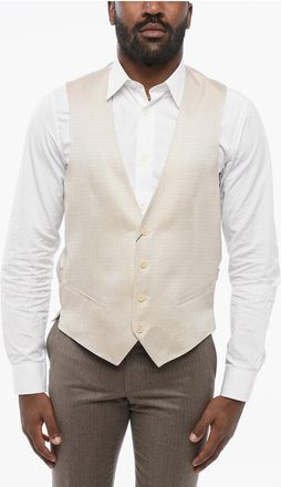 Corneliani 4 Buttons Silk Vest With Jetted Pockets size 48