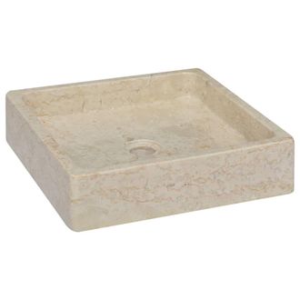 Berkfield Home Sink Cream 40x40x10 cm Marble | Size: 40 x 40 x 10 cm