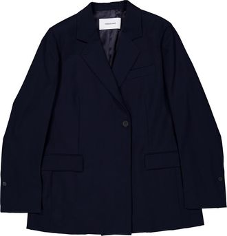 Ferragamo Blue Double Breasted Wool Blazer, Brand Size 46 ( US Size 12 )