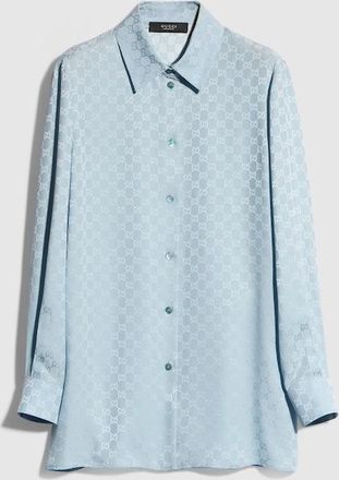 Gucci GG Silk Jacquard Shirt, Blue