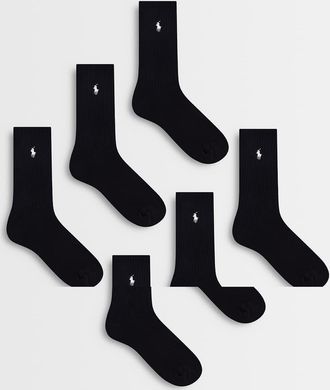 Polo Ralph Lauren Confezione da 6 paia di calzini neri con logo-Nero