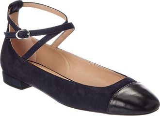 Stuart Weitzman Eden Strap Suede & Leather Flat