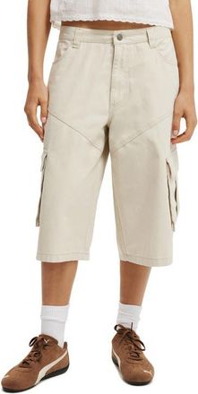 Cotton On Womens Long Cargo Jort in Washed Ecru at Nordstrom, Size 0