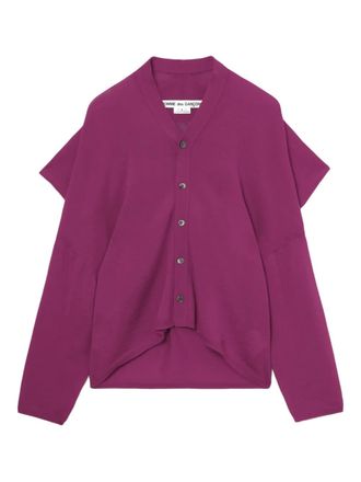 Comme Des Gar&ccedil;ons draped buttoned-up cardigan - women - Wool - M - Purple