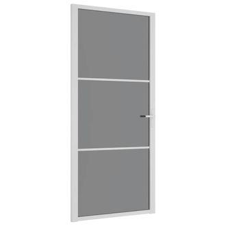 vidaXL Puerta Interior Vidrio Egs Y Aluminio Blanco 93x201,5 Cm Vidaxl