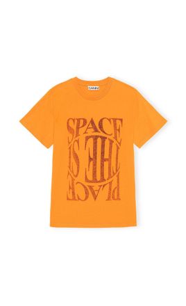 Ganni Orange Space Tee - Size XXS Cotton