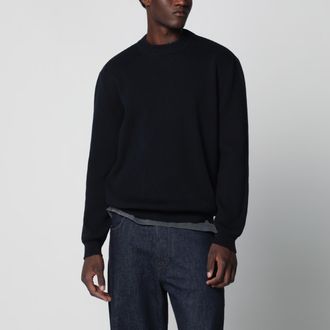 Golden Goose Maglione blu scuro in misto cotone effetto distressed