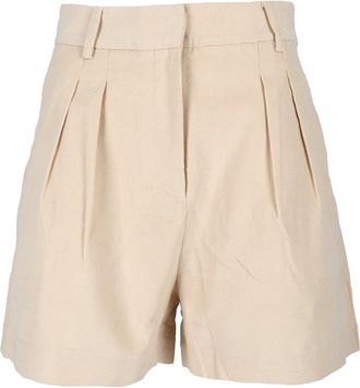MC2 Saint Barth Cream Aya Pleated Corduroy Mini Shorts