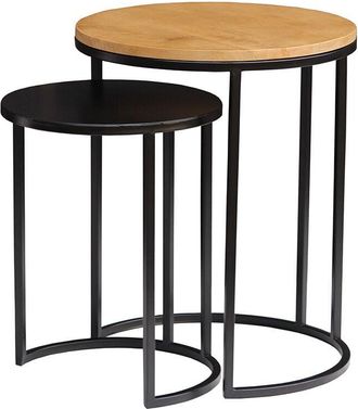 Miliboo Mesas Nido Auxiliares De Madera De Mango Maciza Y Metal Negro Tahl