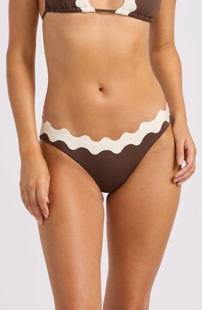 Seafolly Rickrack Hipster Bikini Bottoms in Dark Chocolate at Nordstrom, Size 14