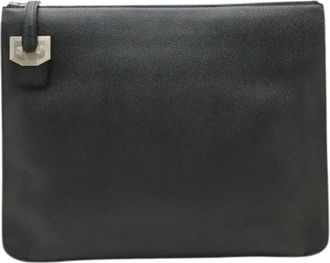 Herm&egrave;s Pre-owned City Hall 38 Clutch Bag - Dames - Vintage Clutch - Zwart - ONE Size - Leer - Vintage