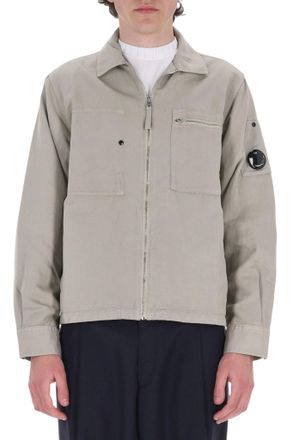 C.P. Company Grey Cotton-Linen Zip Overshirt Jacket