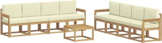 vidaXL Conjunto De Sof&aacute;s De Exterior 9 Uds. Blanco Y Crema Vidaxl