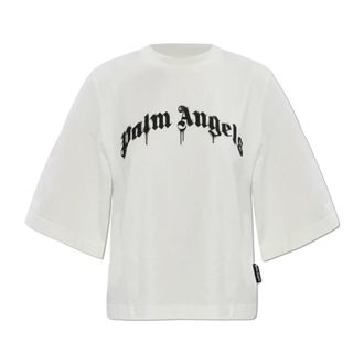 Palm Angels T-Shirts, female, White, Size: M T-Shirt With Printed Logo