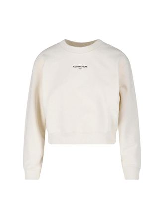 Maison Kitsun&eacute; Panna Cropped Crewneck Cotton Logo Sweatshirt