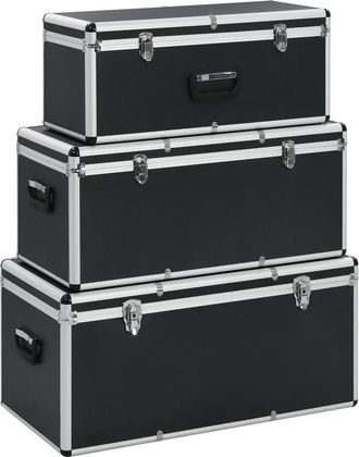 vidaXL Vidaxl - Cajas De Almacenamiento 3 Unidades Aluminio Negro