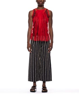 Maria Calderara Dual-Layer Top With Pleated Tulle Overlay