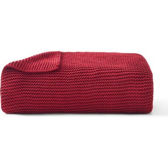 Christy Oslo Chunky Knit Super Soft Cotton Throw in Red at Nordstrom