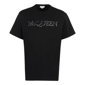 Alexander McQueen T-Shirts, male, Black, XS, Logo Cotton T-Shirt