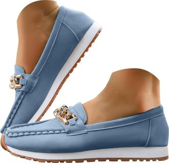 Generic Loafers for Women Casual Suede Loafers Slip On Boat Shoes Lightweight Walking Flats Shoes Comfortable Shoe Comfortable Low Top Orthopedic Shoe Every S