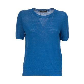Max Mara Dames, Tops, Blauw, Maat: M Linnen