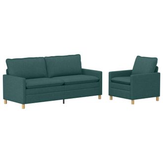 vidaXL Set Di Divani 2 Pz Verde Scuro Tessuto Vidaxl
