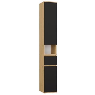 Topeshop Lior 2d1s - Mueble Columna Ba&ntilde;o - 30x202x35 Cm - Roble Artisan Negro
