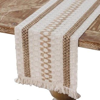 OEM Camino De Mesa De Algod&oacute;n Y Lino, Macram&eacute; De Yute Con Borlas, 30 X 140 Cm, Mesa, Comedor, Hogar, Fiesta, Boda, Estilo Boho, Navidad