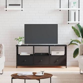 vidaXL Vidaxl - Mueble De Tv Hierro Y Madera Contrachapada Negro 102x33x45 Cm