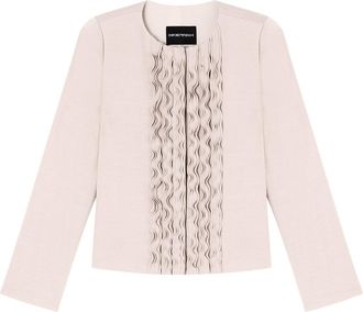 Emporio Armani Textured Weave Fabric Ruffled Fitted Jacket