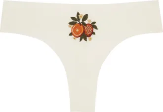 Uwila Warrior Soft Seamless Thong with Embroidery in Winter White at Nordstrom, Size Xxx-Large