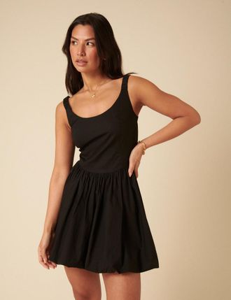 Nobody's Child Black Loie Bubble Hem Mini Dress
