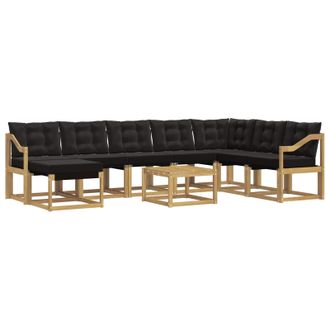 vidaXL Conjunto De Sof&aacute;s De Exterior 9 Pcs Blanco Y Negro Vidaxl