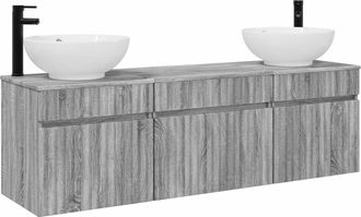 vidaXL Juego De Muebles De Ba&ntilde;o 3 Uds. Sonoma Gris 49 X 44,5 X 66,5 Cm Vidaxl
