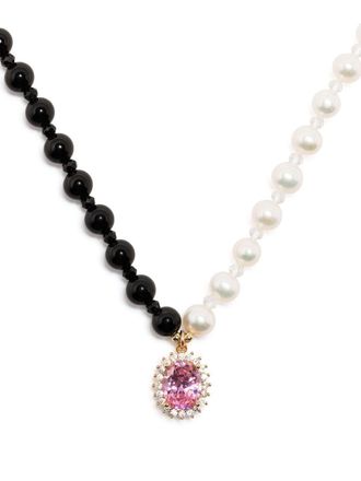 A Sinner in Pearls crystal-pendant pearl necklace - Black