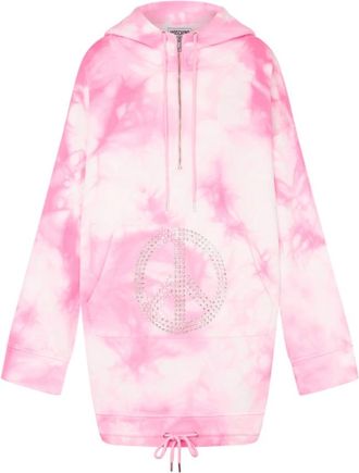 Moschino Tie-Dye Katoenen Hoodie met Rits - Dames - Hoodies - Roze - S - Katoen - Hoodies & sweatvesten