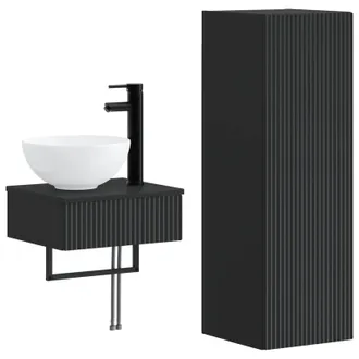 vidaXL Set Di Mobili Per Il Bagno 2 Pz Nero 33 X 34,5 X 100 Cm Vidaxl
