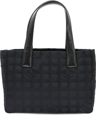 Chanel Black Jacquard Leather Handbag Tote Bag (Pre-Owned)