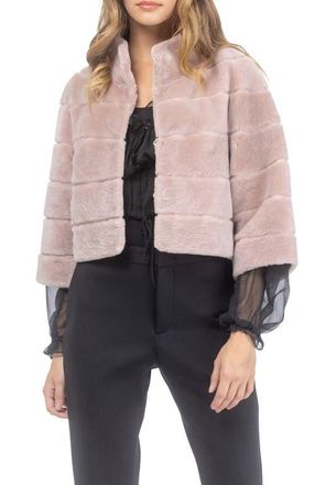 Gorski Genuine Shearling Cropped Bolero with Cropped Sleeves in Blush at Nordstrom, Size X-Large