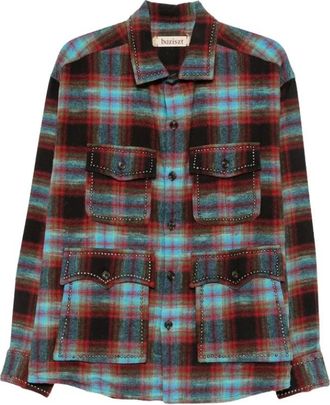 Baziszt Gevlekt Katoenen Shirt - Heren - Casual Overhemden - Veelkleurig - M - Katoen - Overhemden