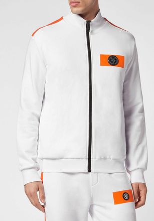 Plein Sport Felpa con zip e logo Hexagon a collo alto in cotone