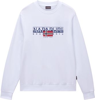 Napapijri Sweatshirt NAPAPIJRI B-AYLMER C, Herren, Gr. XL, weiss (hellwei&szlig; 002), Sweatware, Obermaterial: 100% Baumwolle, unifarben, regular fit normal, Rundhal