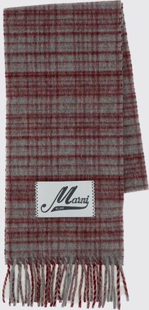 Marni Sciarpa a quadri in misto lana vergine e alpaca con logo e frange