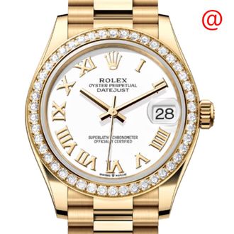 Rolex Datejust 31 Automatic White Dial Ladies 18kt Yellow Gold President Watch 278288WRP