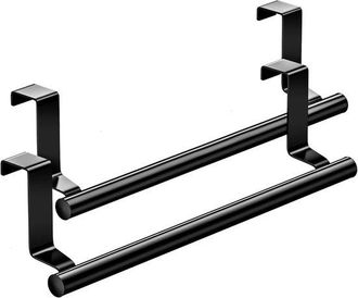 OEM 2 Piezas, Negro, 23 Cm, Toallero De Puerta De Acero Inoxidable, Toallero Sin Tope, Estante Para Ba&ntilde;o/cocina, Estante De Almacenamiento