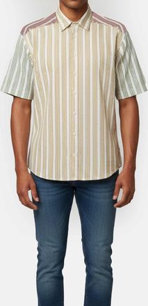 Sandro White Striped Satin Paneled Leopold Shirt