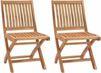 vidaXL Vidaxl - Folding Garden Chairs 2 pcs Solid Teak Wood
