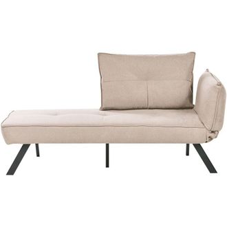 Beliani Chaise longue in tessuto con schienale regolabile e funzione letto lato destro idrorepellente color tortora Rocamadour