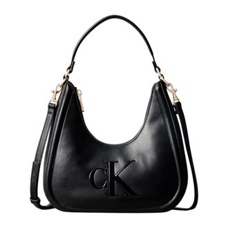 Calvin Klein Shoulder Bags, female, Black, Size: ONE SIZE Bold CK Small Crescent Bag