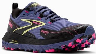 Brooks Womens Cascadia 18 Gtx Running Shoes In Grey Blue/black/pink